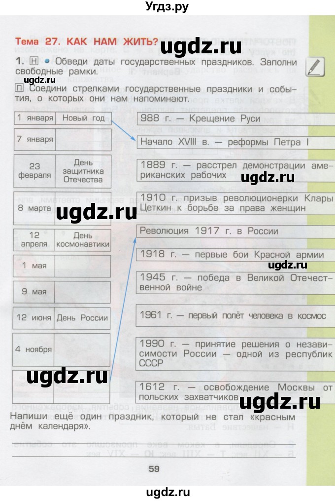 ГДЗ (Тетрадь) по окружающему миру 3 класс (рабочая тетрадь) Вахрушев А.А. / часть 2 (страница) / 59