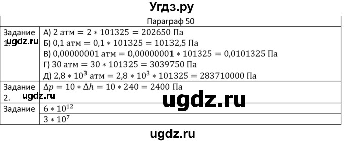 ГДЗ (Решебник) по физике 7 класс (рабочая тетрадь) Грачев А.В. / параграф-№ / 50