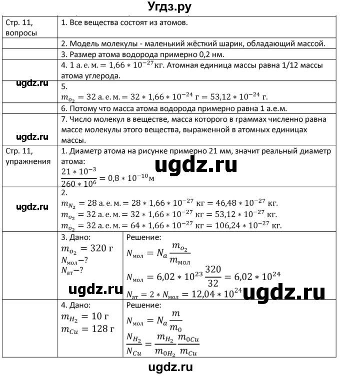ГДЗ (Решебник) по физике 8 класс Грачев А.В. / страница номер / 11