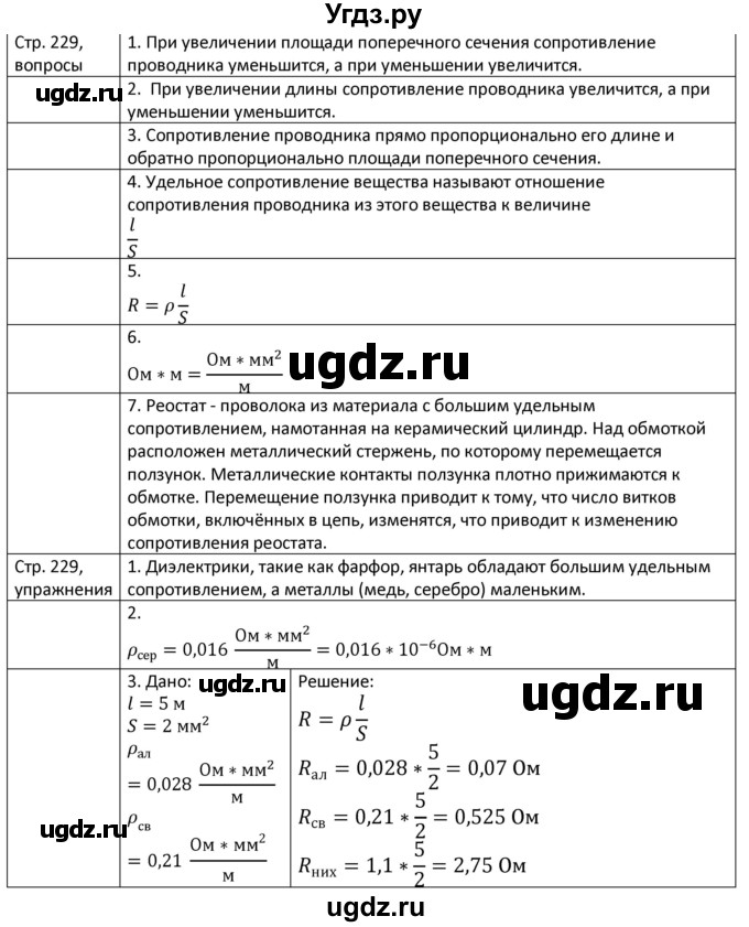 ГДЗ (Решебник) по физике 8 класс Грачев А.В. / страница номер / 229