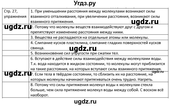 ГДЗ (Решебник) по физике 8 класс Грачев А.В. / страница номер / 27