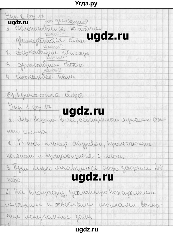 ГДЗ (Решебник) по русскому языку 7 класс (рабочая тетрадь) Рыбченкова Л.М. / часть 1. страница / 17