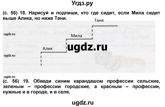 ГДЗ (Решебник) по окружающему миру 2 класс (рабочая тетрадь) Н.Ф. Виноградова / часть 1. страница номер / 56