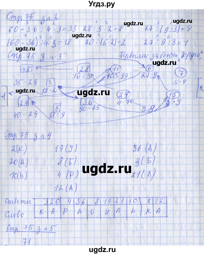 ГДЗ (Решебник к новой тетради) по математике 3 класс (рабочая тетрадь) Дорофеев Г.В. / часть 1. страницы / 75