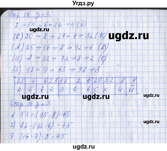 ГДЗ (Решебник №1 к старой тетради) по математике 3 класс (рабочая тетрадь) Дорофеев Г.В. / часть 2. страницы / 16(продолжение 2)