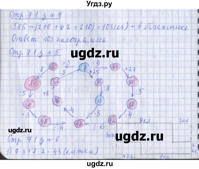 ГДЗ (Решебник №1 к старой тетради) по математике 3 класс (рабочая тетрадь) Дорофеев Г.В. / часть 2. страницы / 71