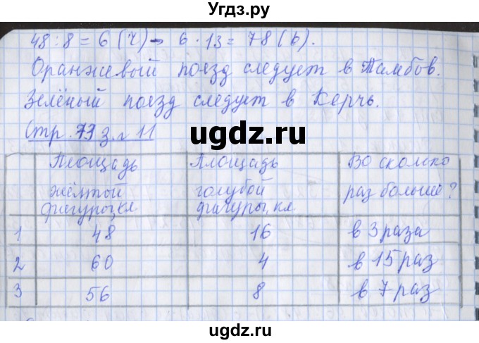 ГДЗ (Решебник №1 к старой тетради) по математике 3 класс (рабочая тетрадь) Дорофеев Г.В. / часть 2. страницы / 73(продолжение 2)