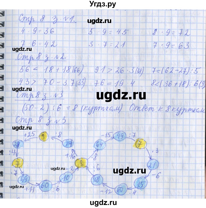 ГДЗ (Решебник №1 к старой тетради) по математике 3 класс (рабочая тетрадь) Дорофеев Г.В. / часть 2. страницы / 8