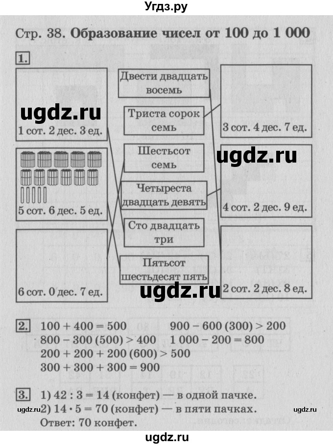 ГДЗ (Решебник №3 к старой тетради) по математике 3 класс (рабочая тетрадь) Дорофеев Г.В. / часть 2. страницы / 38