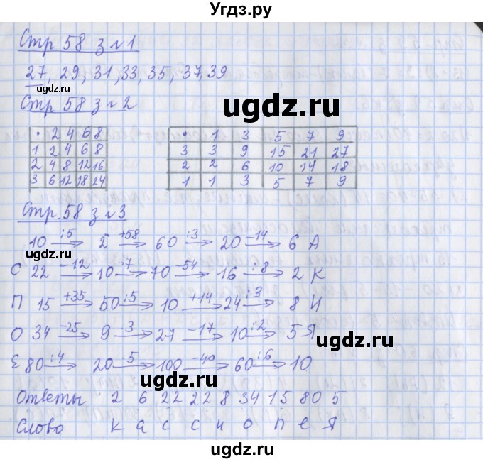 ГДЗ (Решебник 2020) по математике 3 класс (рабочая тетрадь) Дорофеев Г.В. / часть 1. страницы / 58