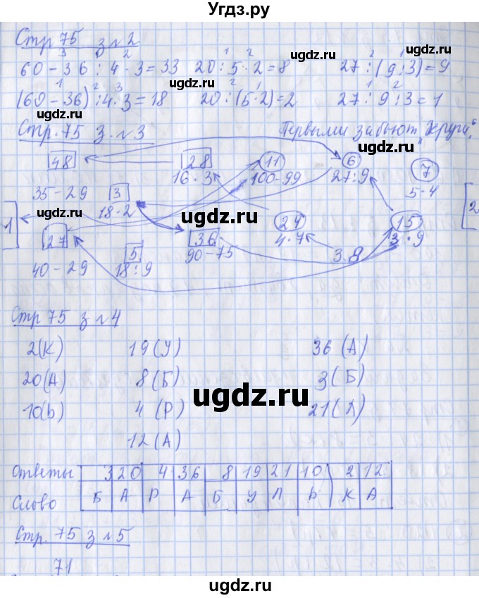 ГДЗ (Решебник 2020) по математике 3 класс (рабочая тетрадь) Дорофеев Г.В. / часть 1. страницы / 75