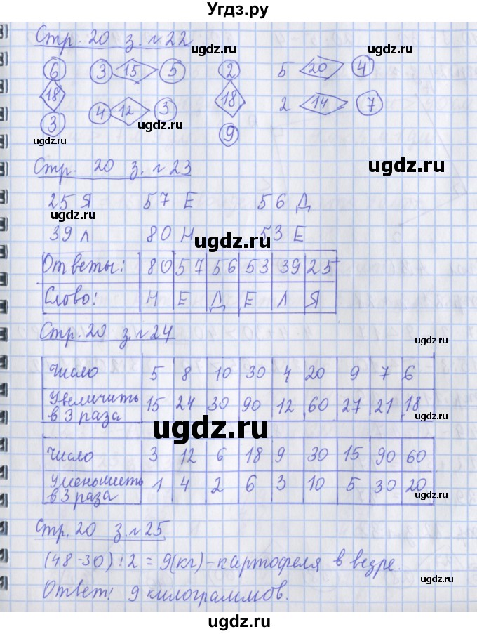 ГДЗ (Решебник 2017 №1) по математике 3 класс (рабочая тетрадь) Дорофеев Г.В. / часть 1. страницы / 20