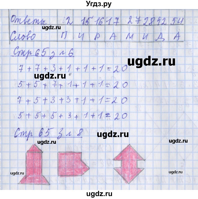 ГДЗ (Решебник 2017 №1) по математике 3 класс (рабочая тетрадь) Дорофеев Г.В. / часть 1. страницы / 65(продолжение 2)