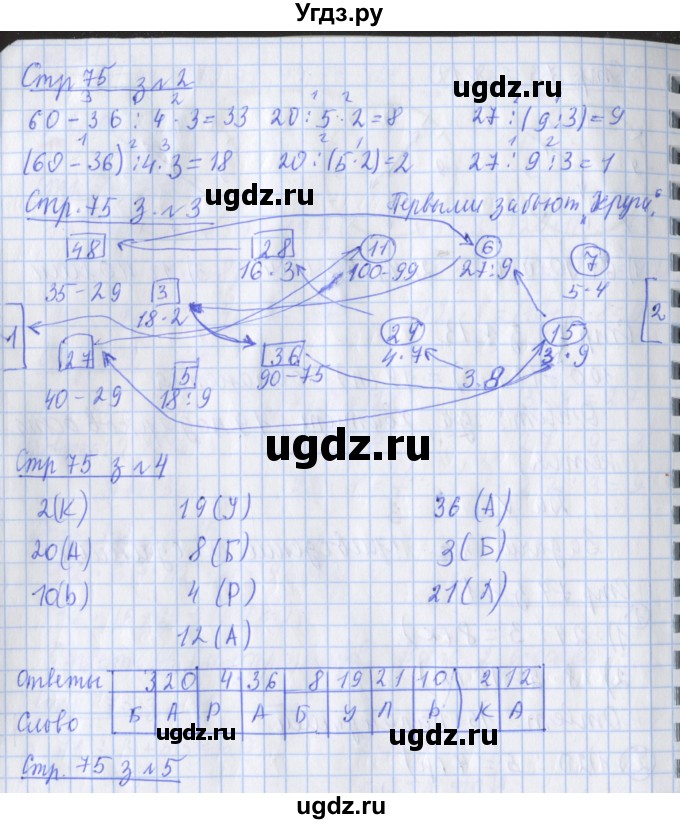 ГДЗ (Решебник 2017 №1) по математике 3 класс (рабочая тетрадь) Дорофеев Г.В. / часть 1. страницы / 75
