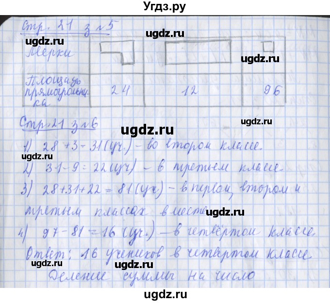 ГДЗ (Решебник 2017 №1) по математике 3 класс (рабочая тетрадь) Дорофеев Г.В. / часть 2. страницы / 21(продолжение 2)