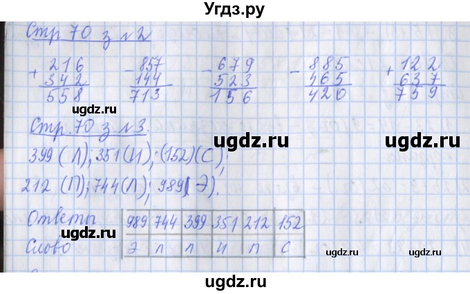 ГДЗ (Решебник 2017 №1) по математике 3 класс (рабочая тетрадь) Дорофеев Г.В. / часть 2. страницы / 70(продолжение 2)