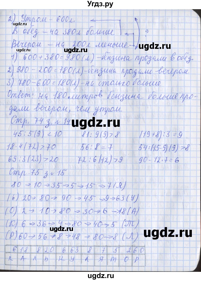 ГДЗ (Решебник 2017 №1) по математике 3 класс (рабочая тетрадь) Дорофеев Г.В. / часть 2. страницы / 74(продолжение 2)