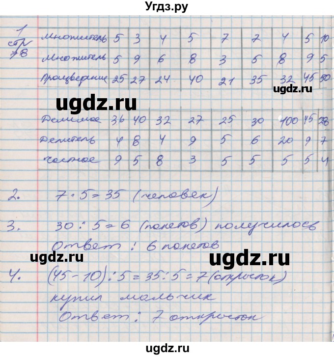 ГДЗ (Решебник 2017 №2) по математике 3 класс (рабочая тетрадь) Дорофеев Г.В. / часть 1. страницы / 78