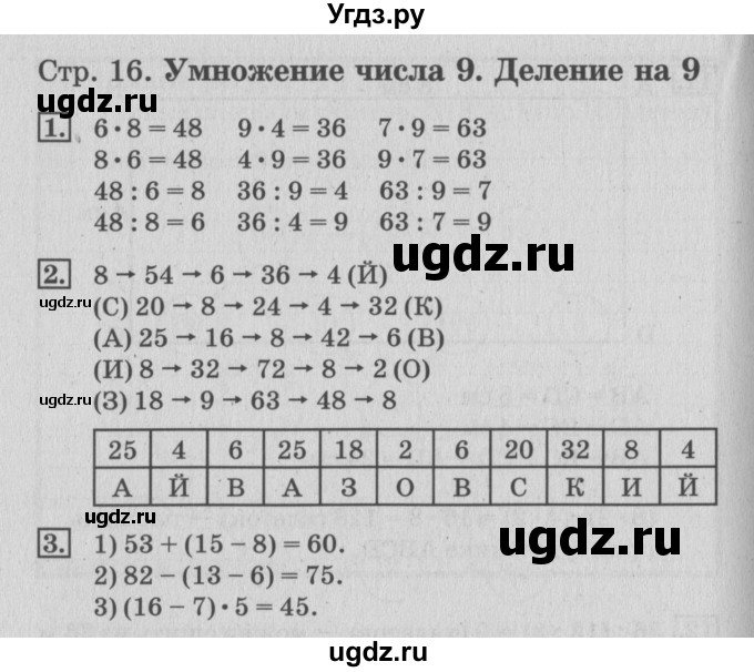 ГДЗ (Решебник 2017 №3) по математике 3 класс (рабочая тетрадь) Дорофеев Г.В. / часть 2. страницы / 16