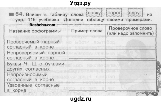 ГДЗ (Учебник) по русскому языку 3 класс (рабочая тетрадь) Нечаева Н.В. / тетрадь №1. упражнение / 54