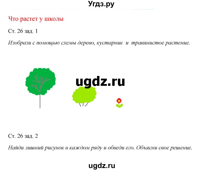 ГДЗ (Решебник) по окружающему миру 1 класс (рабочая тетрадь) Плешаков А. А. / часть 1. страница номер / 26