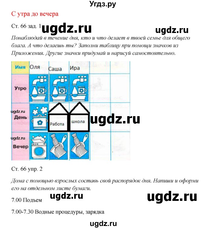 ГДЗ (Решебник) по окружающему миру 1 класс (рабочая тетрадь) Плешаков А. А. / часть 1. страница номер / 66