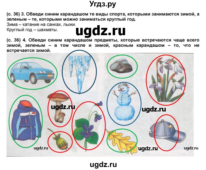 ГДЗ (Решебник) по окружающему миру 1 класс (рабочая тетрадь Школа 2100) Вахрушев А.А. / страница номер / 36