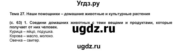 ГДЗ (Решебник) по окружающему миру 1 класс (рабочая тетрадь Школа 2100) Вахрушев А.А. / страница номер / 63