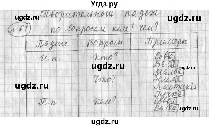 ГДЗ (Решебник) по русскому языку 3 класс (рабочая тетрадь) Климанова Л.Ф. / часть 2. упражнение / 67