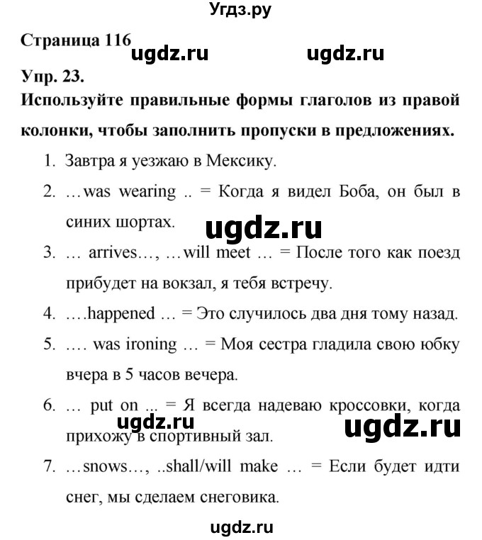 ГДЗ (Решебник) по английскому языку 6 класс (лексико-грамматический практикум Rainbow) Афанасьева О.В. / страница номер / 116