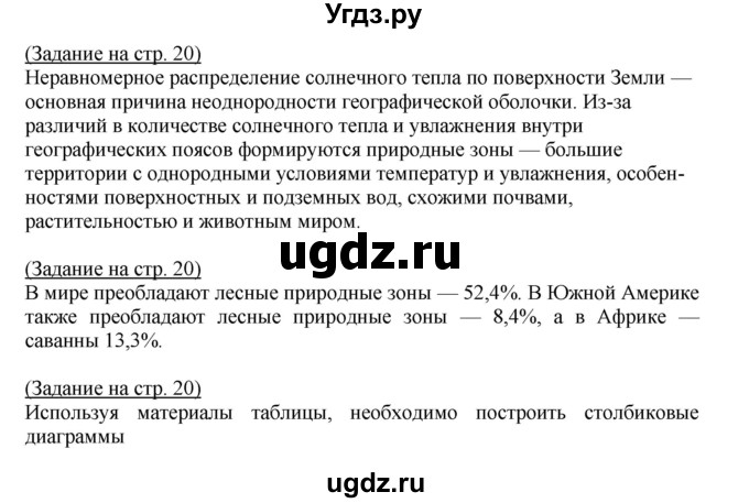 ГДЗ (Решебник) по географии 7 класс (тетрадь-практикум) Е.С. Ходова / страница номер / 20