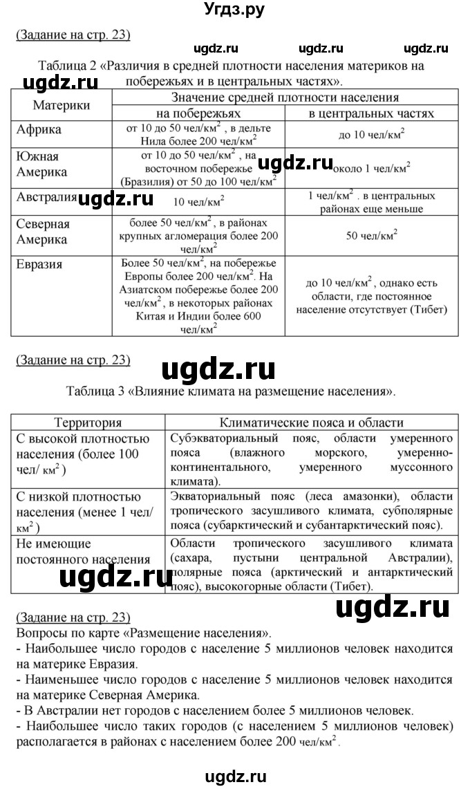 ГДЗ (Решебник) по географии 7 класс (тетрадь-практикум) Е.С. Ходова / страница номер / 23