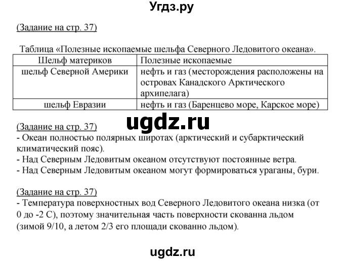 ГДЗ (Решебник) по географии 7 класс (тетрадь-практикум) Е.С. Ходова / страница номер / 37