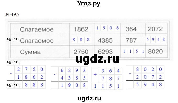 ГДЗ (Решебник) по математике 3 класс Давыдов В.В. / упражнение / 495
