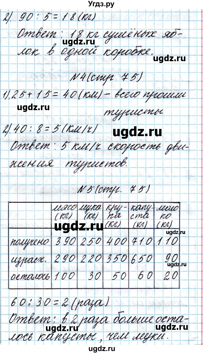 ГДЗ (Решебник к учебнику 2017) по математике 3 класс Муравьева Г.Л. / часть 2. страница / 75(продолжение 2)