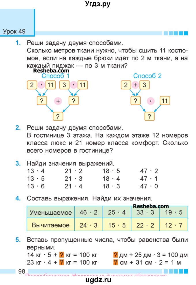 ГДЗ (Учебник  2017) по математике 3 класс Муравьева Г.Л. / часть 1. страница / 98