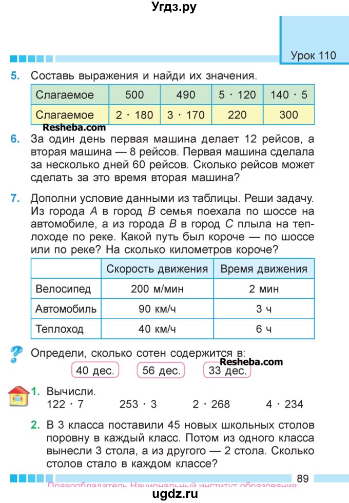 ГДЗ (Учебник  2017) по математике 3 класс Муравьева Г.Л. / часть 2. страница / 89