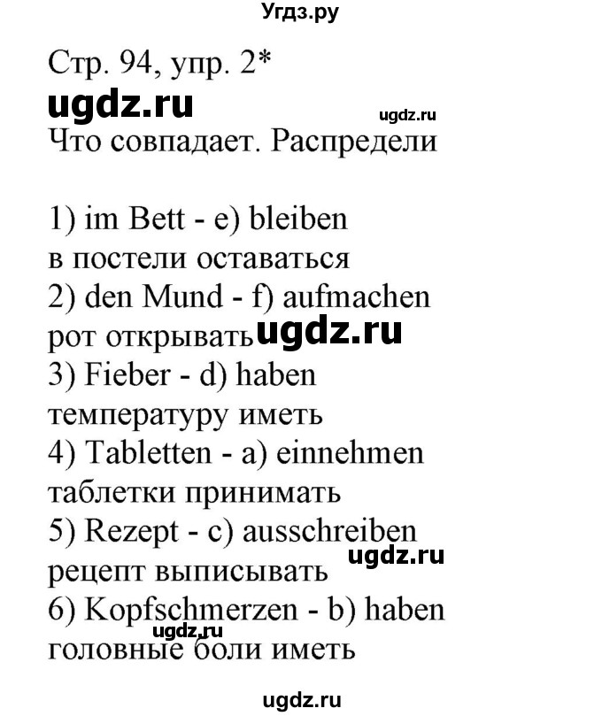 ГДЗ (Решебник) по немецкому языку 5 класс Салынская С.И. / часть 1. страница / 94
