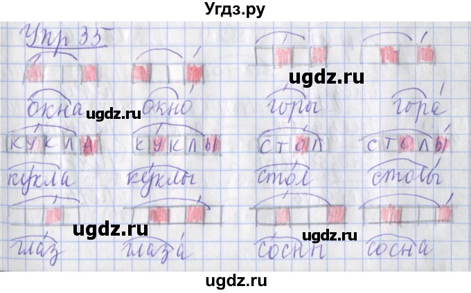 ГДЗ (Решебник) по русскому языку 2 класс ( рабочая тетрадь учусь писать без ошибок) Кузнецова М.И. / упражнение / 35