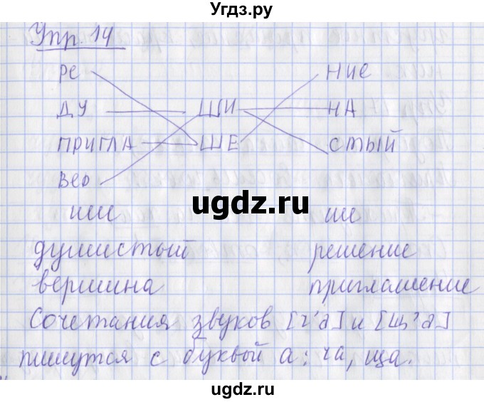 ГДЗ (Решебник) по русскому языку 2 класс ( рабочая тетрадь учусь писать без ошибок) Кузнецова М.И. / упражнение / 14