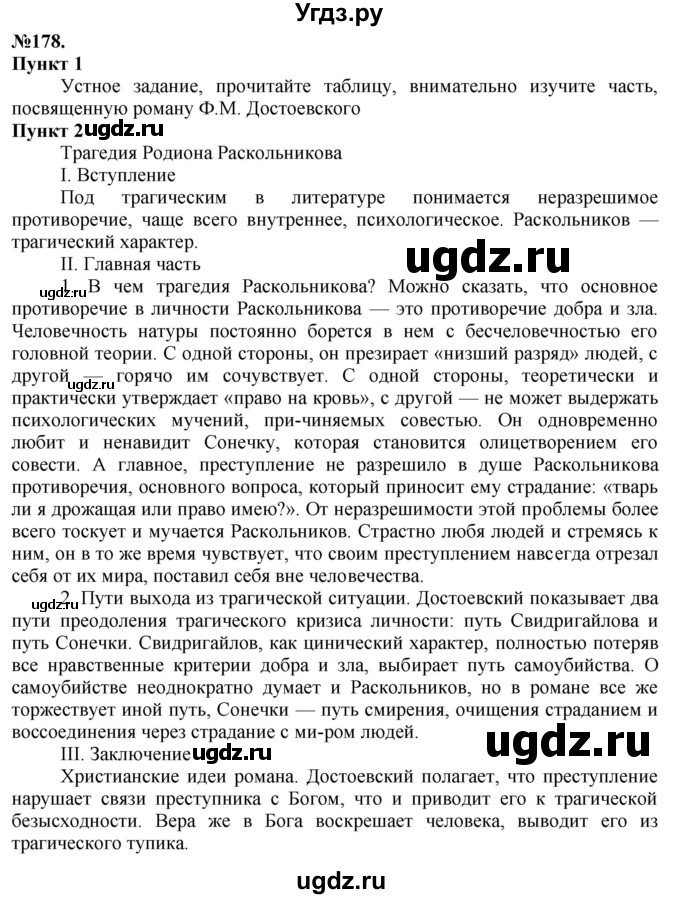 ГДЗ (Решебник) по русскому языку 10 класс Львова С.И. / упражнение номер / 178