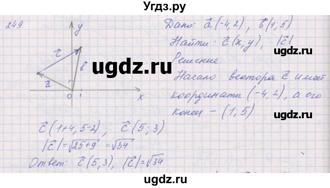 ГДЗ (Решебник) по геометрии 9 класс (рабочая тетрадь) Мерзляк А.Г. / упражнение номер / 249