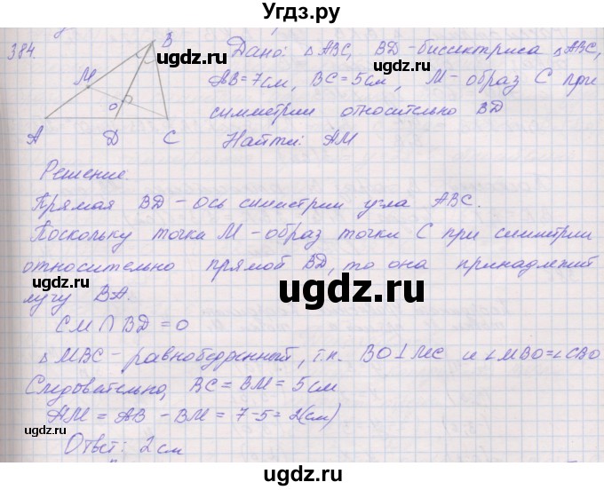 ГДЗ (Решебник) по геометрии 9 класс (рабочая тетрадь) Мерзляк А.Г. / упражнение номер / 384