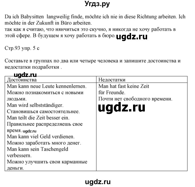 ГДЗ (Решебник) по немецкому языку 8 класс Лаптева Н.Е. / часть 1. страница номер / 93(продолжение 2)