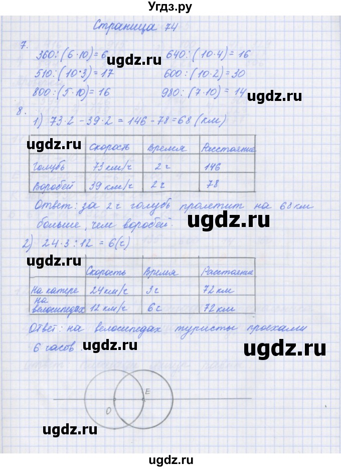 ГДЗ (Решебник к тетради 2020) по математике 4 класс (рабочая тетрадь) Дорофеев Г.В. / часть 1. страница / 74