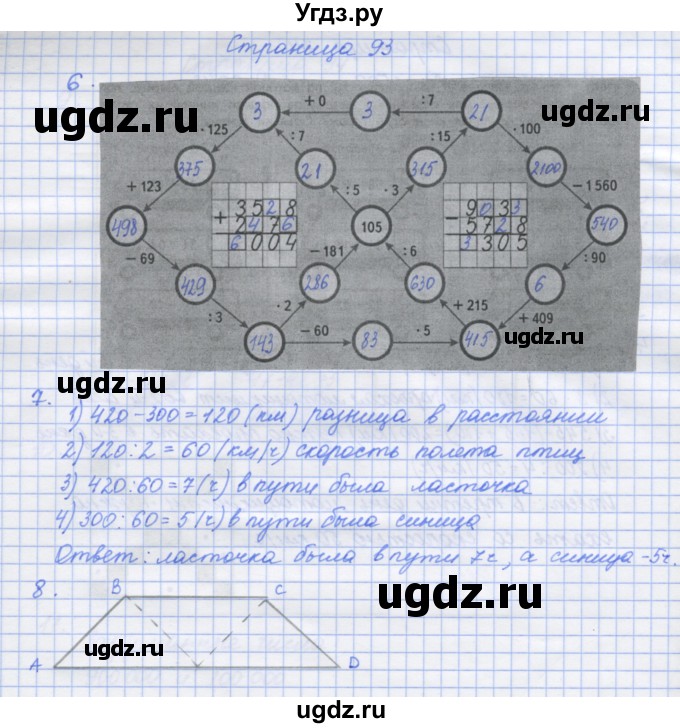 ГДЗ (Решебник к тетради 2020) по математике 4 класс (рабочая тетрадь) Дорофеев Г.В. / часть 2. страница / 93