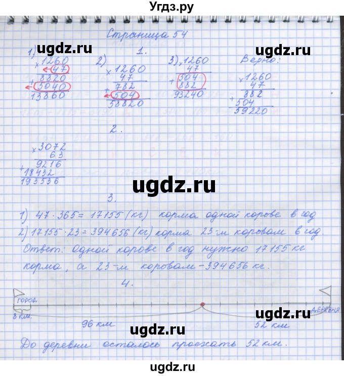 ГДЗ (Решебник к тетради 2017) по математике 4 класс (рабочая тетрадь) Дорофеев Г.В. / часть 2. страница / 54