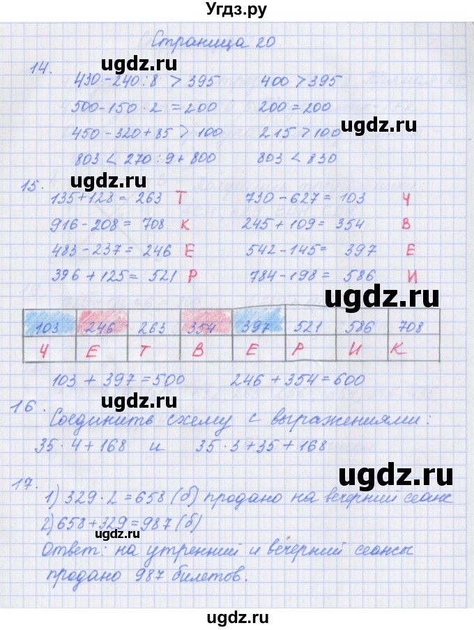 ГДЗ (Решебник к тетради 2020) по математике 4 класс (рабочая тетрадь) Дорофеев Г.В. / часть 1. страница / 20