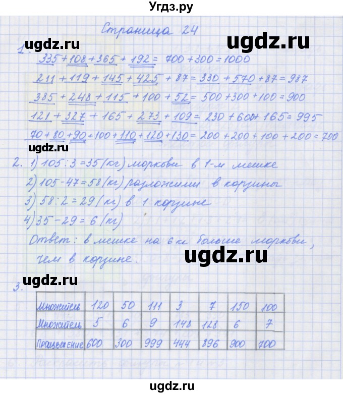 ГДЗ (Решебник к тетради 2020) по математике 4 класс (рабочая тетрадь) Дорофеев Г.В. / часть 1. страница / 24