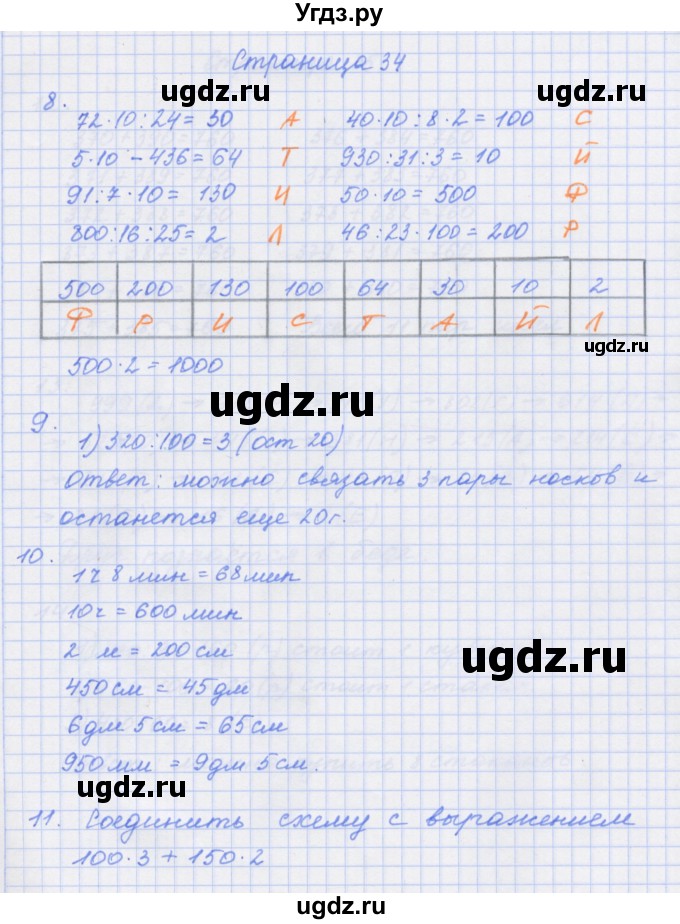 ГДЗ (Решебник к тетради 2020) по математике 4 класс (рабочая тетрадь) Дорофеев Г.В. / часть 1. страница / 34